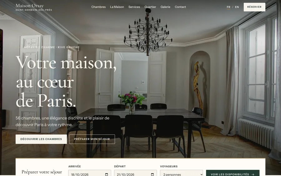 Accueil du site de l'hôtel Maison Orsay