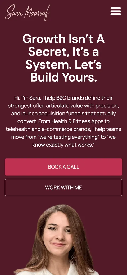 Site de Sara Maarouf sur mobile